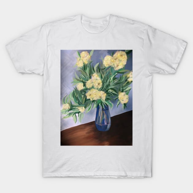 Australian Lemon Myrtle Flowers in Violet and White by Leah Gay T-Shirt by leahgay